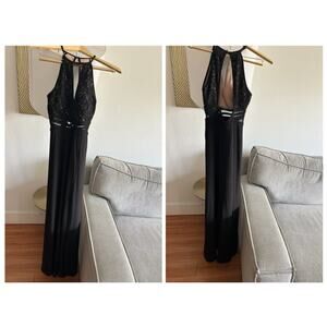 Vtg Morgan & Co Black 90s Dress Y2K Prom Maxi Party Whimsygoth Side Slit Fairy